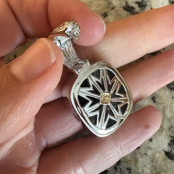 John Medeiros Nouveau Slider Charm two toned pendant Rhodium 14K gold coating - Picture 4 of 12